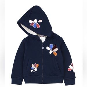 BOBOLI Little Girls Fleece Jacket Sweater with Removable Hood Floral Print